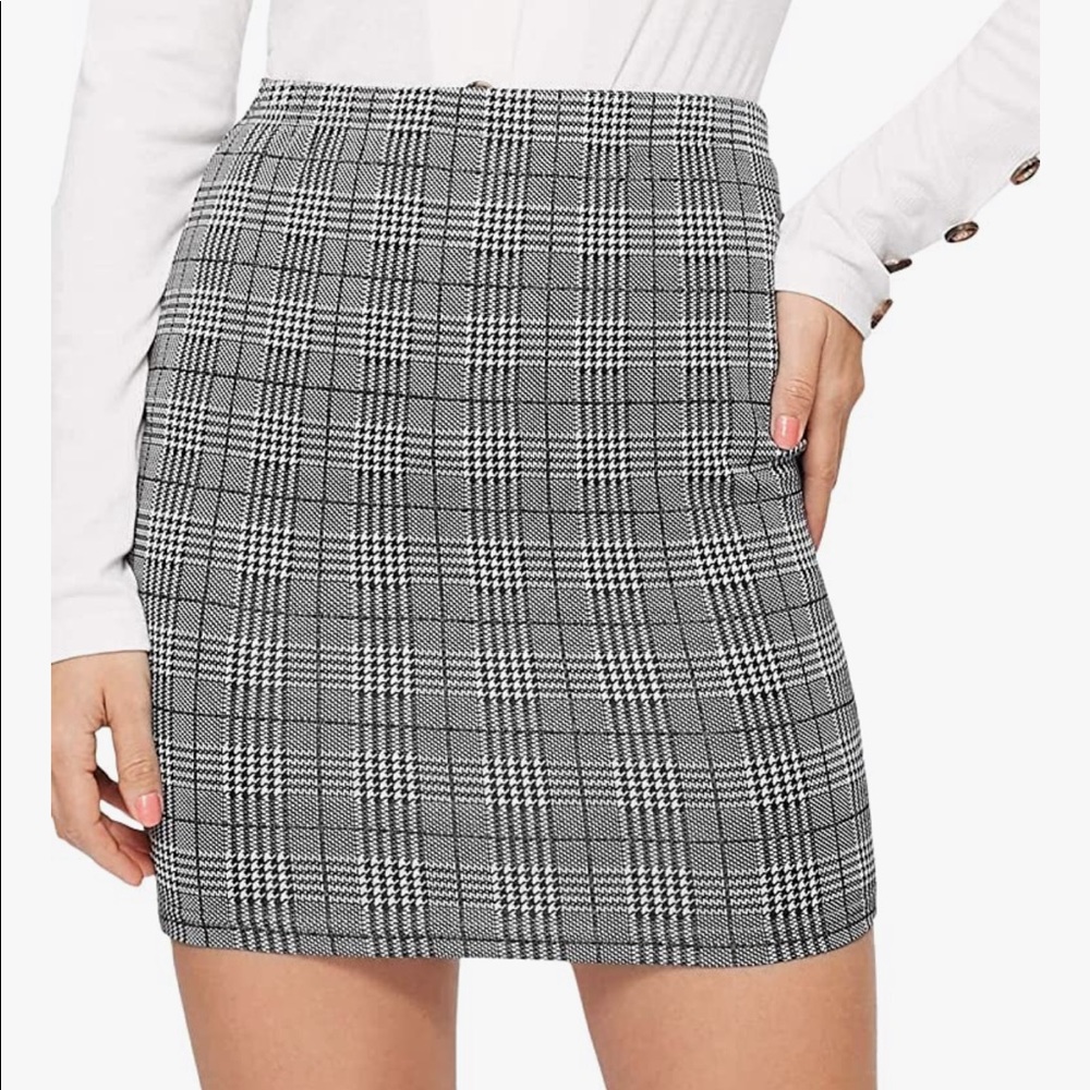 Women's Basic Stretch Plaid Mini Bodycon Skirt